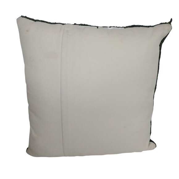 Hand-Hooked Daisy Pillow Floral Blue Green 16.5" Square Throw - Picture 4 of 6